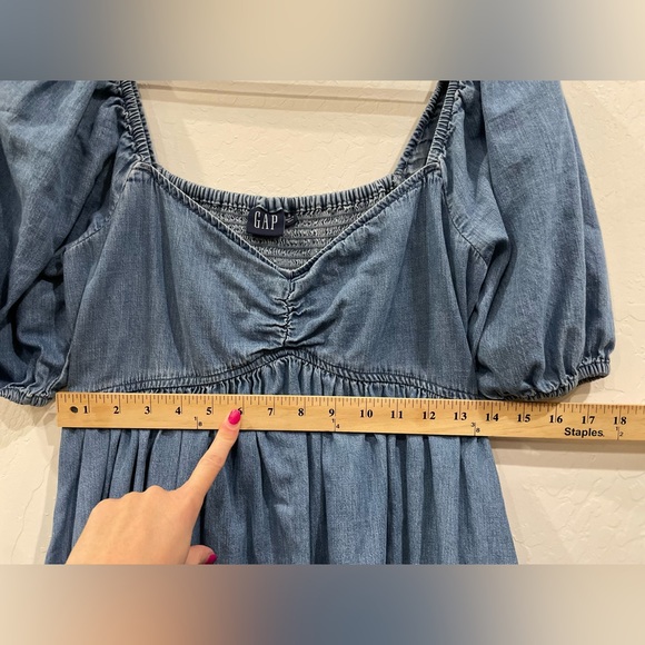 GAP Puff Sleeve Denim Mini Dress - Size Small - Like New - Picture 7 of 10
